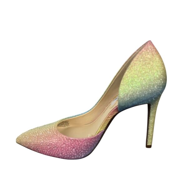 Jessica Simpson Pazula Sz 6 M Crystal Pastel Rainbow Ombre D’orsay Heels - Picture 7 of 15